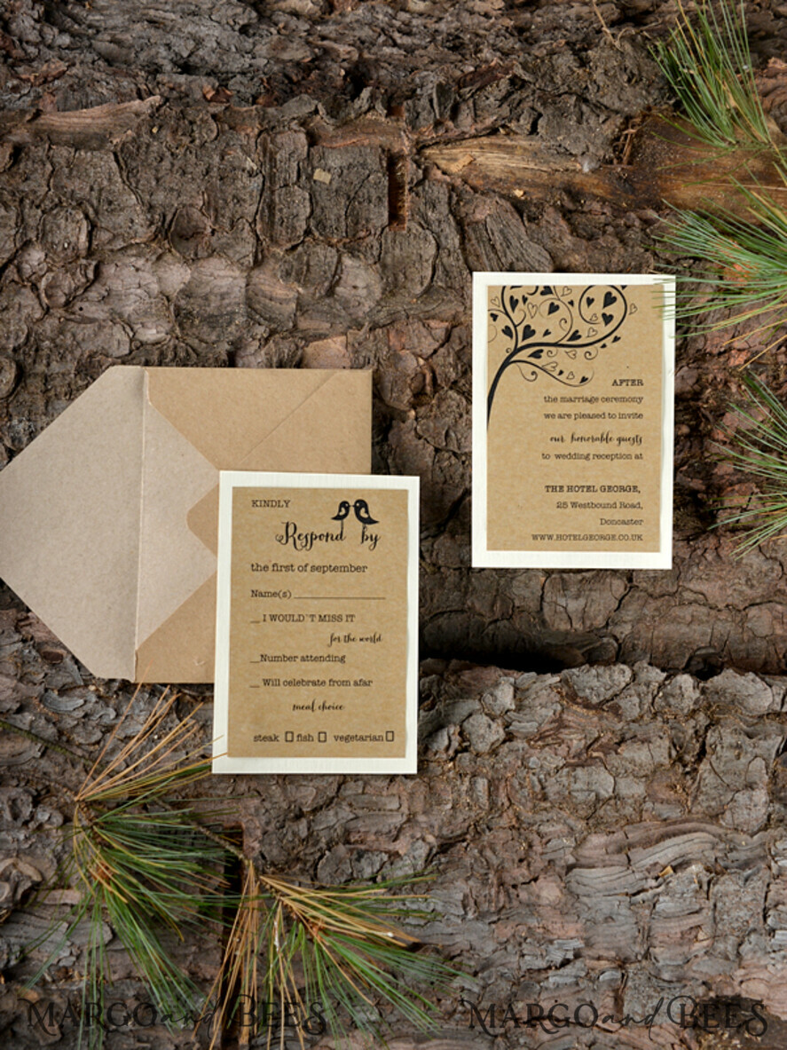 WEDDING INVITATIONS forest / Mountains / woodland theme Elegant Wedding invitations, rustic wood stationery