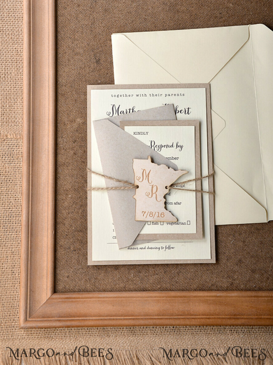 WEDDING INVITATIONS forest / Mountains / woodland theme Personalised Wedding invitations, wooden invites