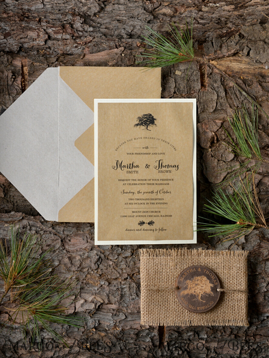 HOCHZEITS EINLADUNGEN Wald / Berge / Waldlandschaft Thema Stylische Hochzeitseinladung, Landhaus-Papeterie