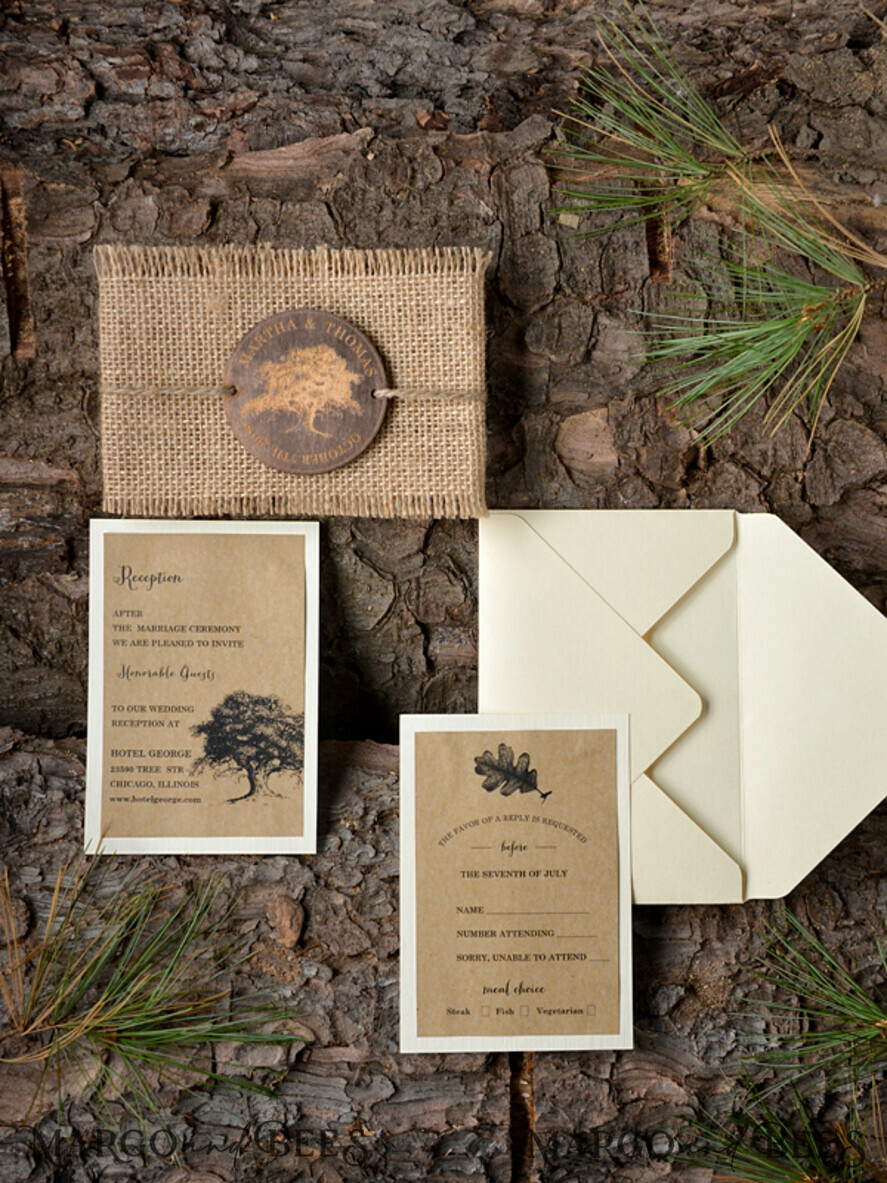 HOCHZEITS EINLADUNGEN Wald / Berge / Waldlandschaft Thema Stylische Hochzeitseinladung, Landhaus-Papeterie