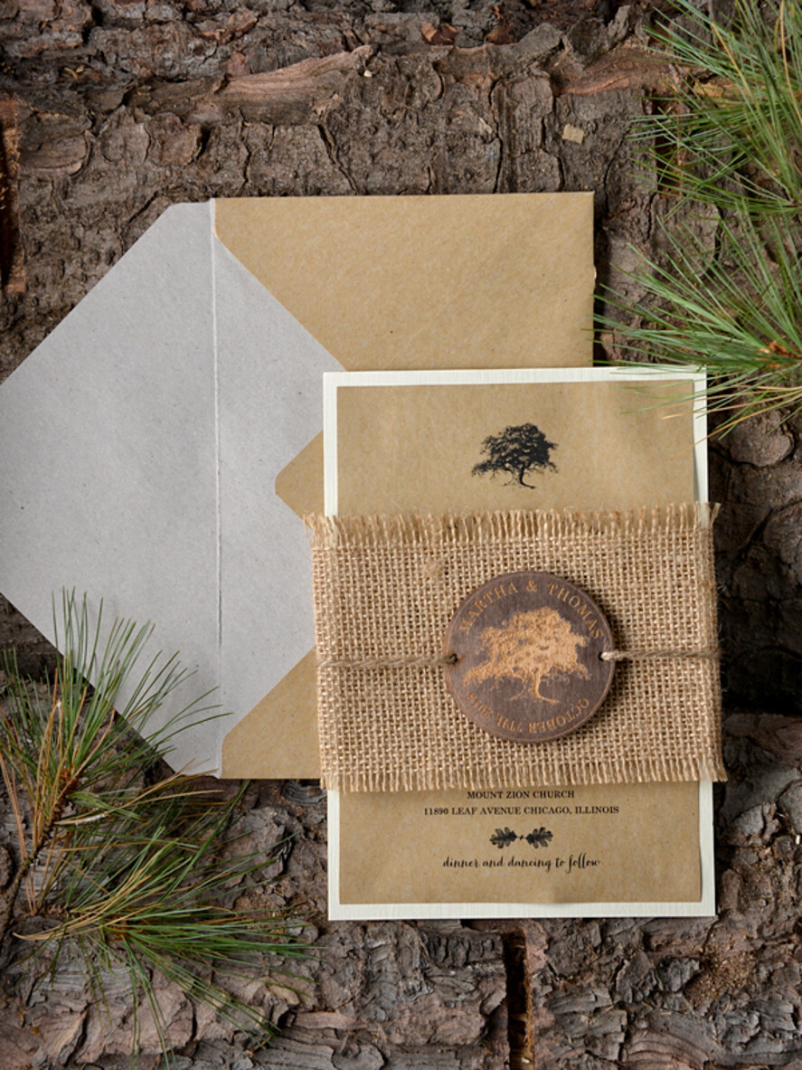 HOCHZEITS EINLADUNGEN Wald / Berge / Waldlandschaft Thema Stylische Hochzeitseinladung, Landhaus-Papeterie