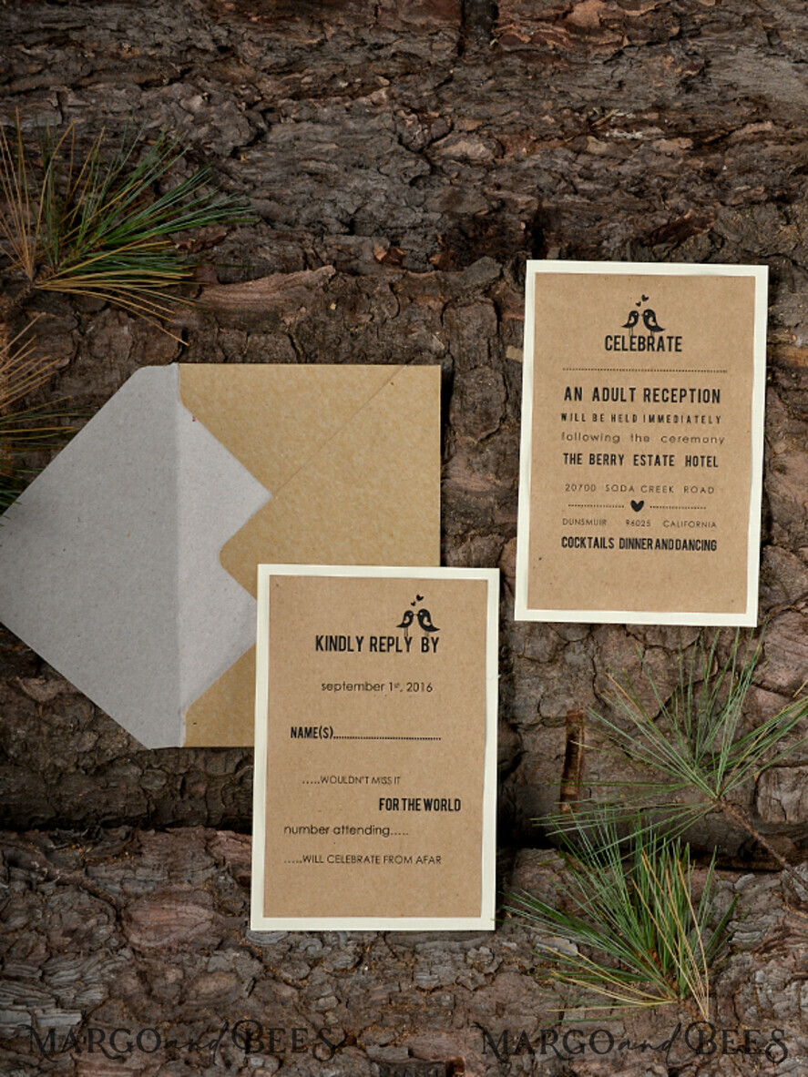 HOCHZEITS EINLADUNGEN Wald / Berge / Waldlandschaft Thema Benutzerdefinierte Hochzeitskarten, Holz-Einladungen