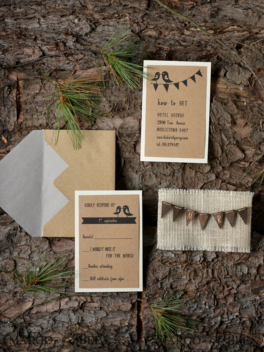 HOCHZEITS EINLADUNGEN Wald / Berge / Waldlandschaft Thema Außergewöhnliche Hochzeitseinladungen, rustikale Einladungen