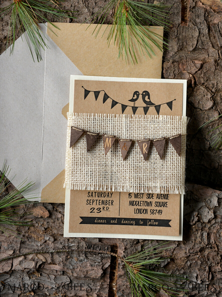 HOCHZEITS EINLADUNGEN Wald / Berge / Waldlandschaft Thema Außergewöhnliche Hochzeitseinladungen, rustikale Einladungen