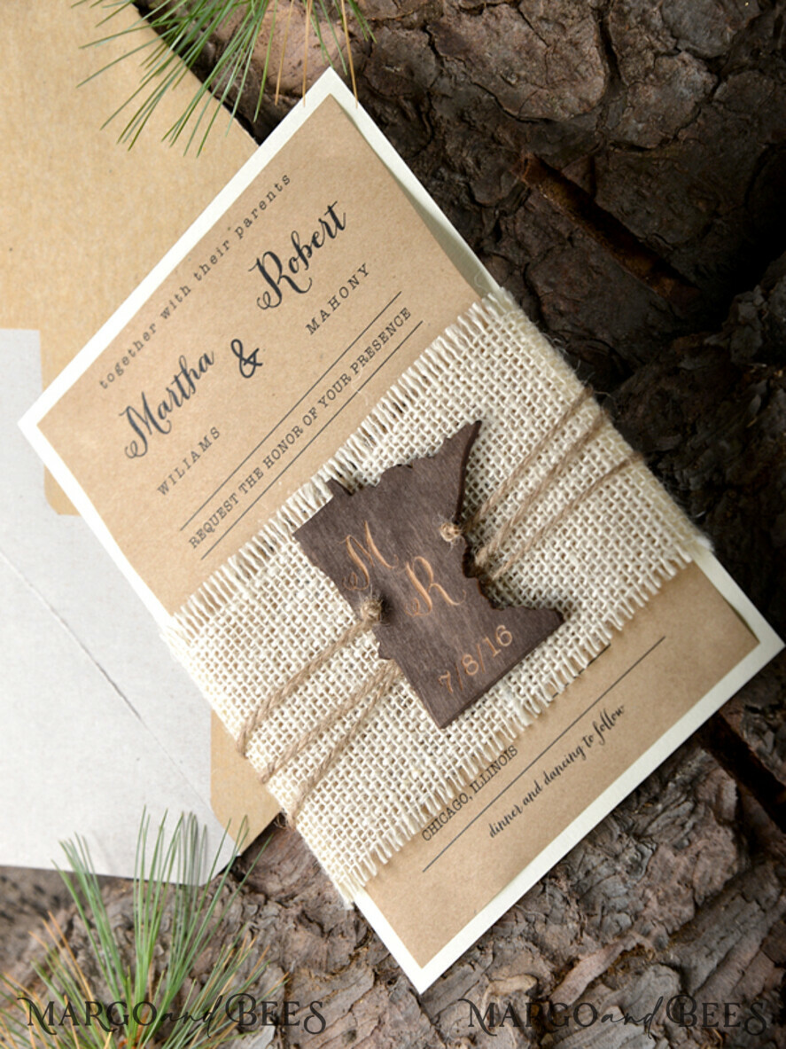 WEDDING INVITATIONS forest / Mountains / woodland theme Wedding invitations handmade, country barn stationery