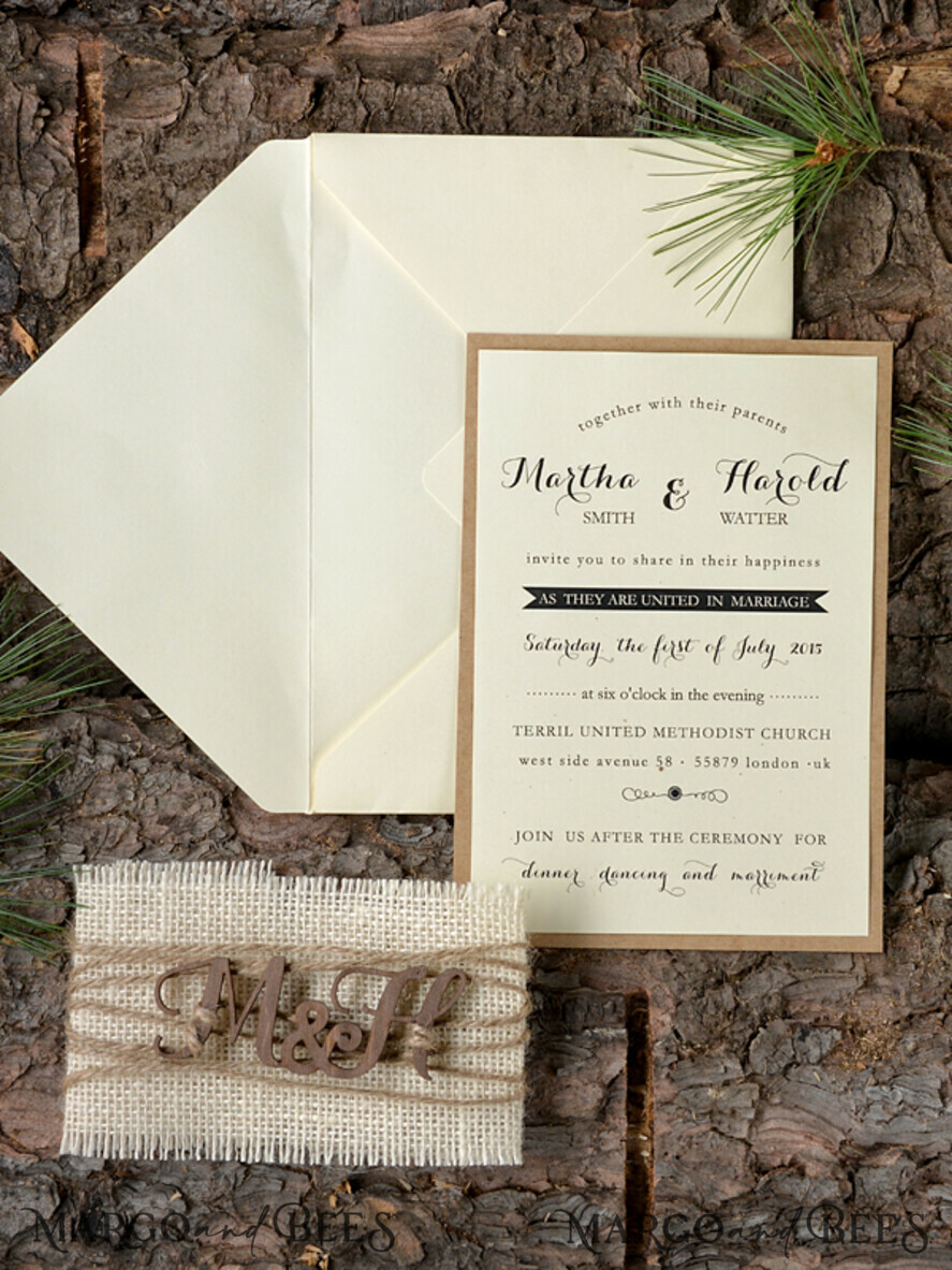 WEDDING INVITATIONS forest / Mountains / woodland theme Unique wedding invitations, rustic wood stationery