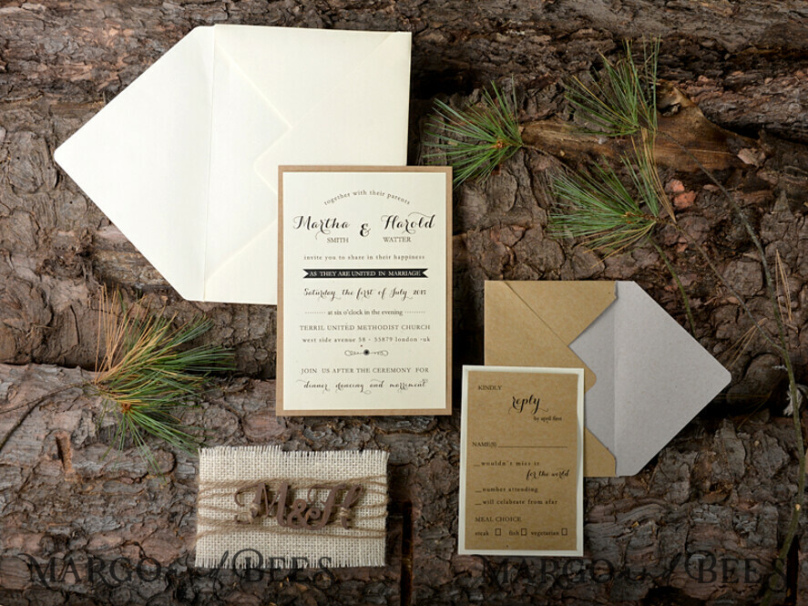WEDDING INVITATIONS forest / Mountains / woodland theme Unique wedding invitations, rustic wood stationery