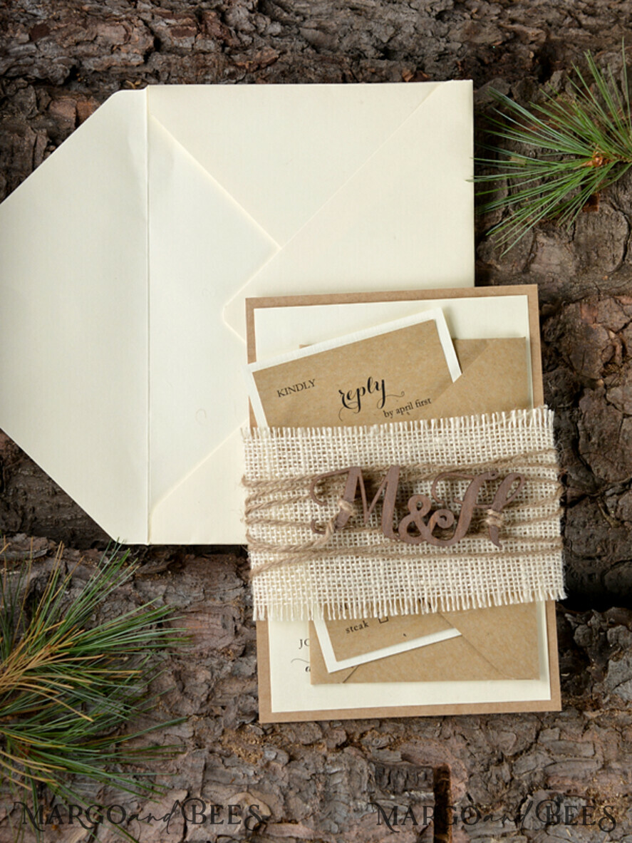WEDDING INVITATIONS forest / Mountains / woodland theme Unique wedding invitations, rustic wood stationery