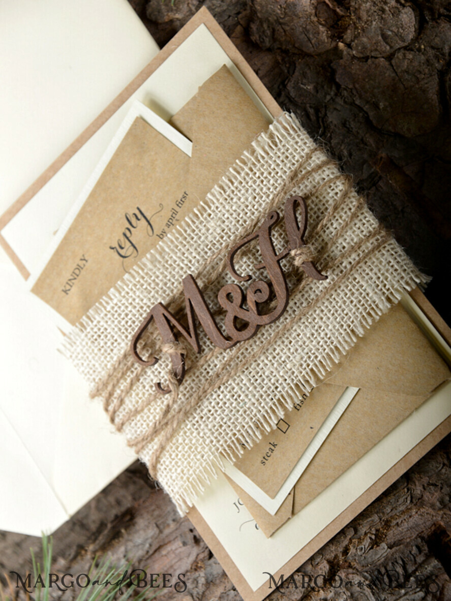 WEDDING INVITATIONS forest / Mountains / woodland theme Unique wedding invitations, rustic wood stationery