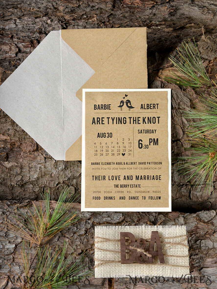 WEDDING INVITATIONS forest / Mountains / woodland theme Wedding invitations handmade, natural rustic stationery