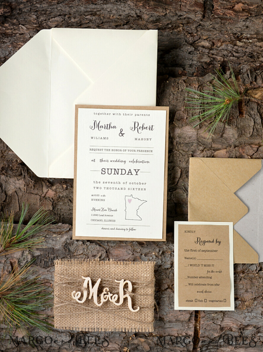 WEDDING INVITATIONS forest / Mountains / woodland theme Wedding invitations suite, rustic invites