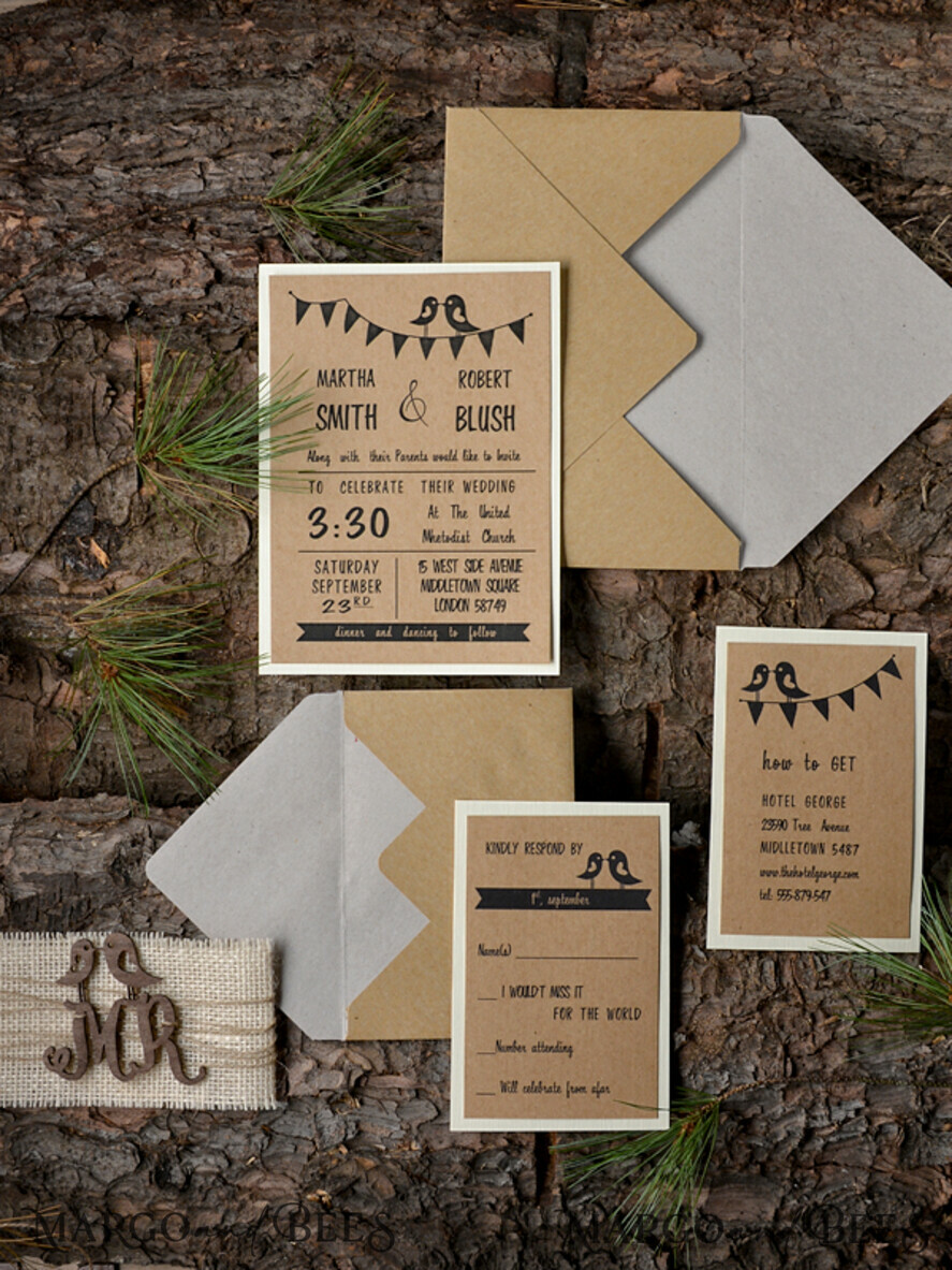 WEDDING INVITATIONS forest / Mountains / woodland theme Wedding invitations online, country barn stationery