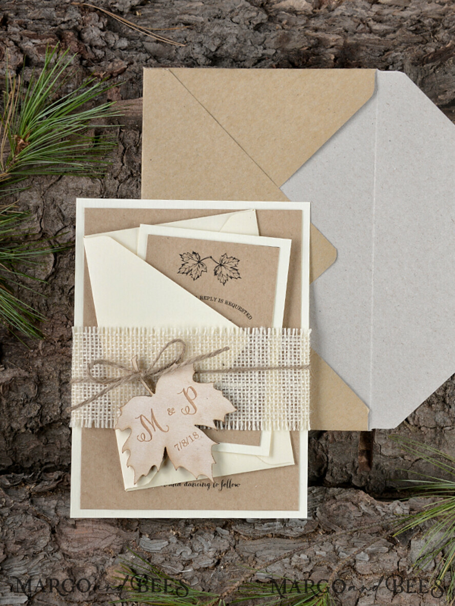 WEDDING INVITATIONS forest / Mountains / woodland theme Romantic Wedding invitations, wooden invites