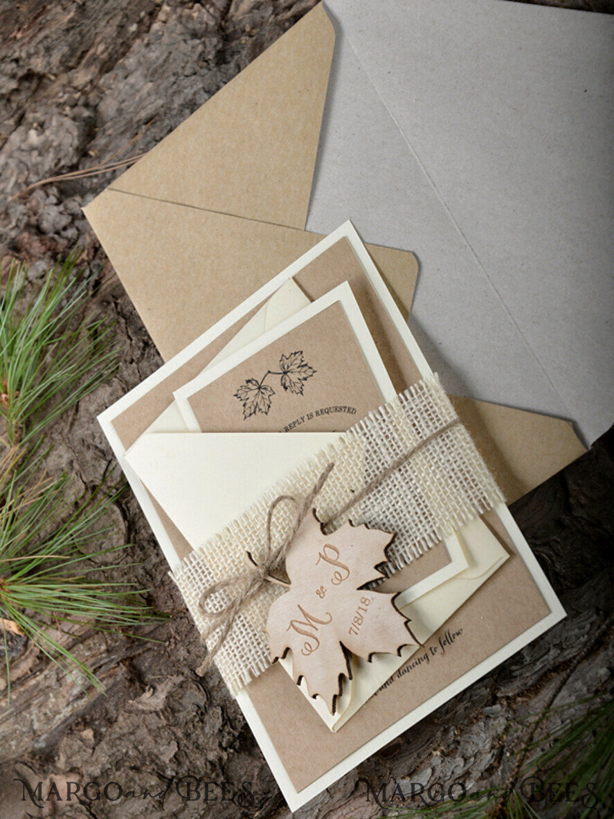 WEDDING INVITATIONS forest / Mountains / woodland theme Romantic Wedding invitations, wooden invites