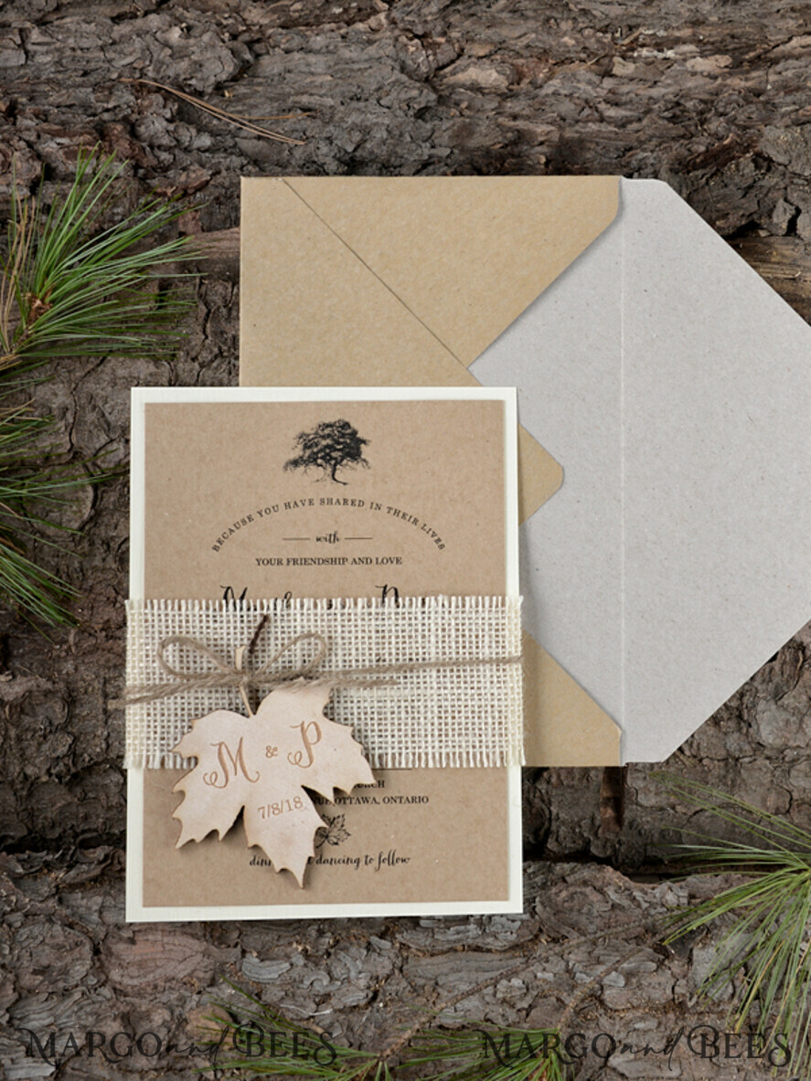 WEDDING INVITATIONS forest / Mountains / woodland theme Romantic Wedding invitations, wooden invites