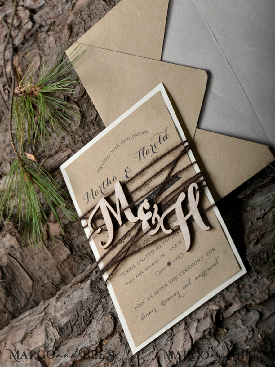 WEDDING INVITATIONS forest / Mountains / woodland theme Romantic Wedding invitations, natural rustic stationery