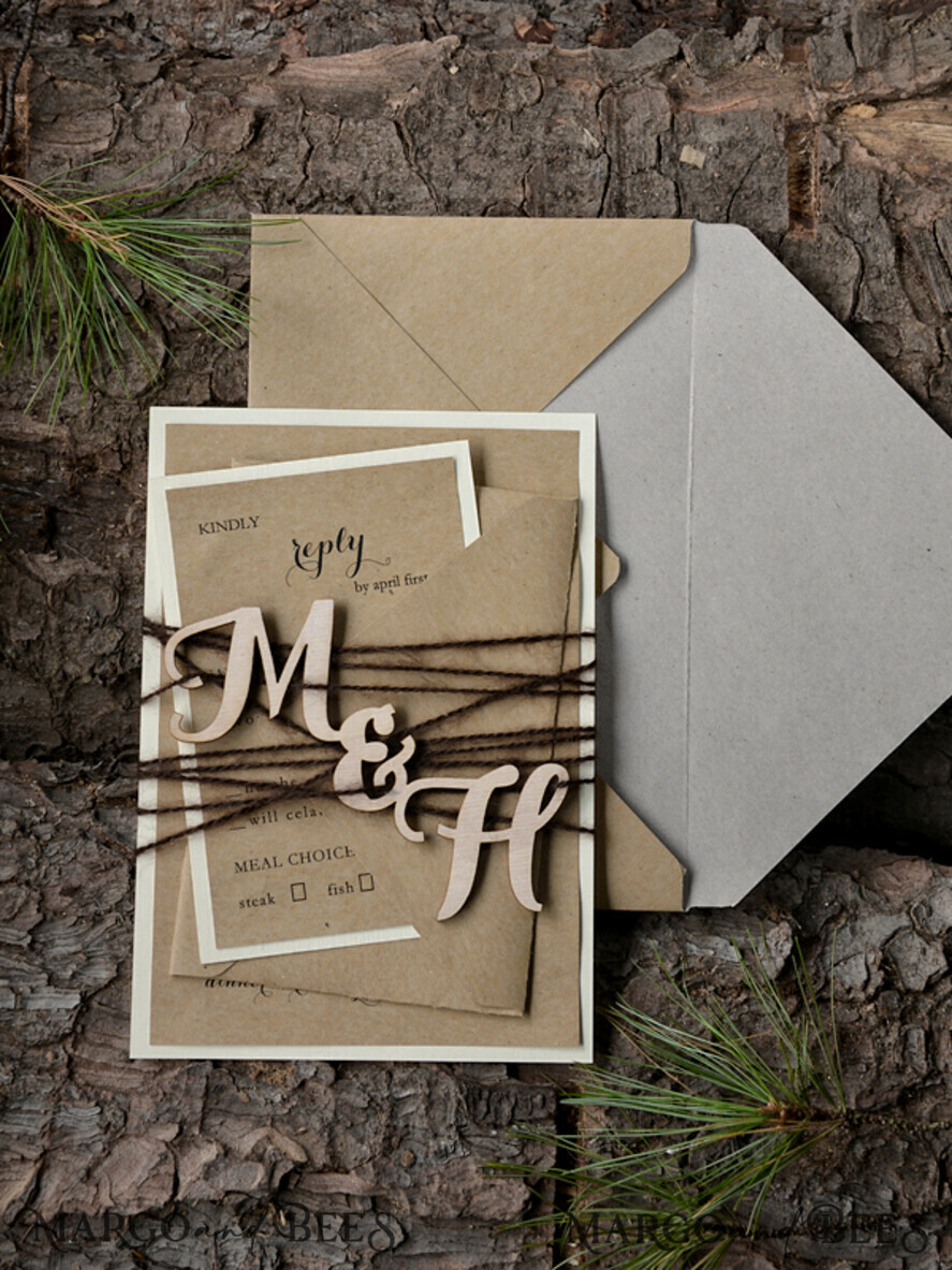 WEDDING INVITATIONS forest / Mountains / woodland theme Romantic Wedding invitations, natural rustic stationery