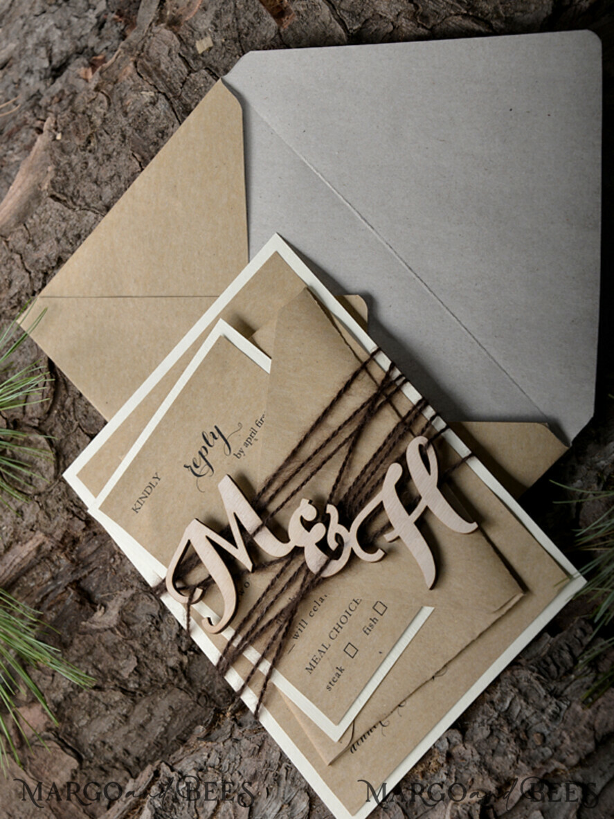 WEDDING INVITATIONS forest / Mountains / woodland theme Romantic Wedding invitations, natural rustic stationery
