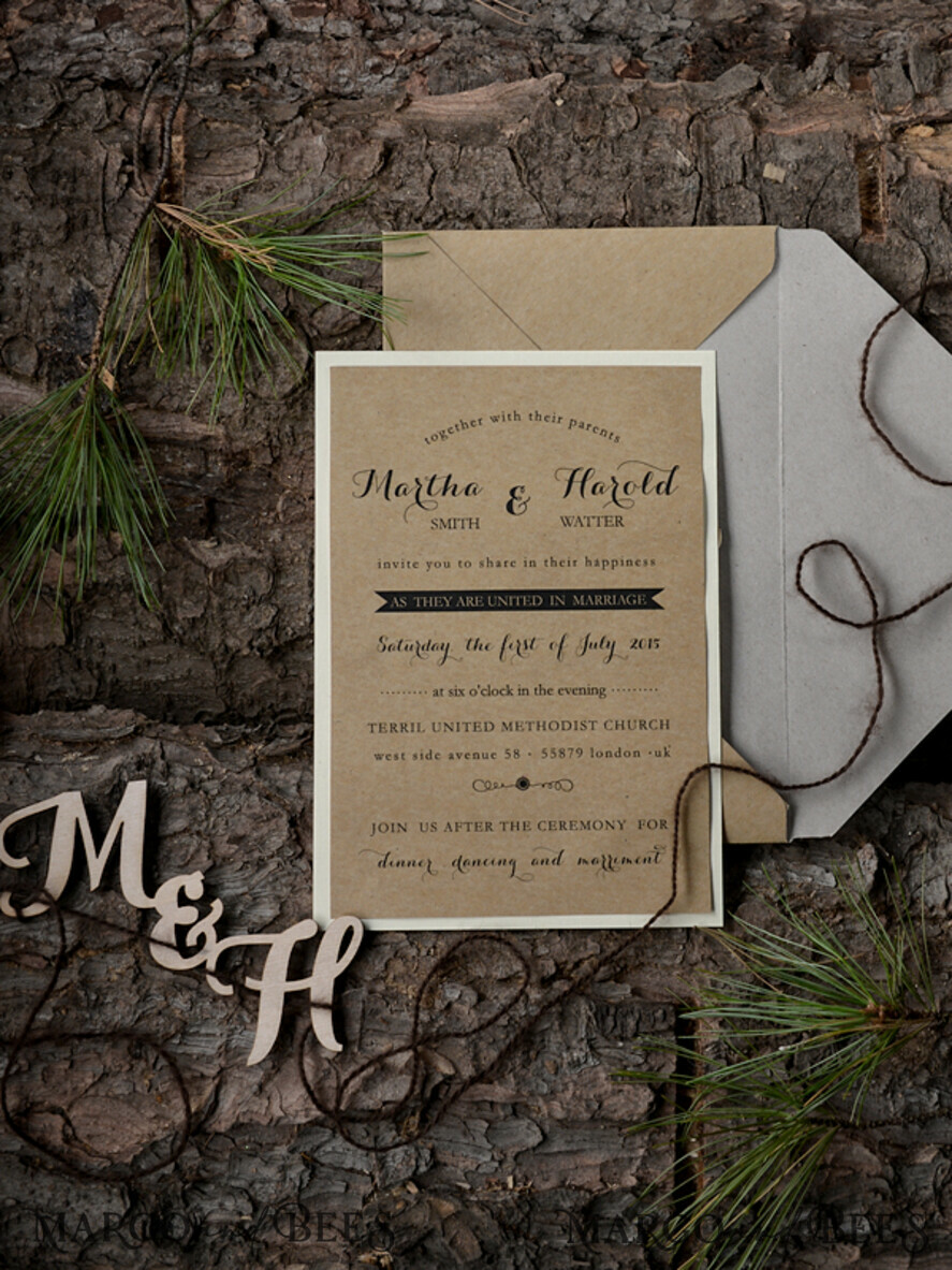 WEDDING INVITATIONS forest / Mountains / woodland theme Romantic Wedding invitations, natural rustic stationery