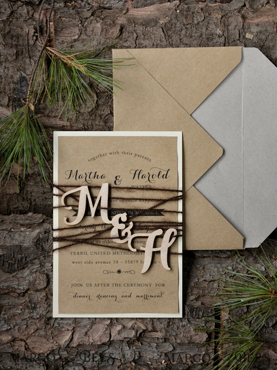 WEDDING INVITATIONS forest / Mountains / woodland theme Romantic Wedding invitations, natural rustic stationery