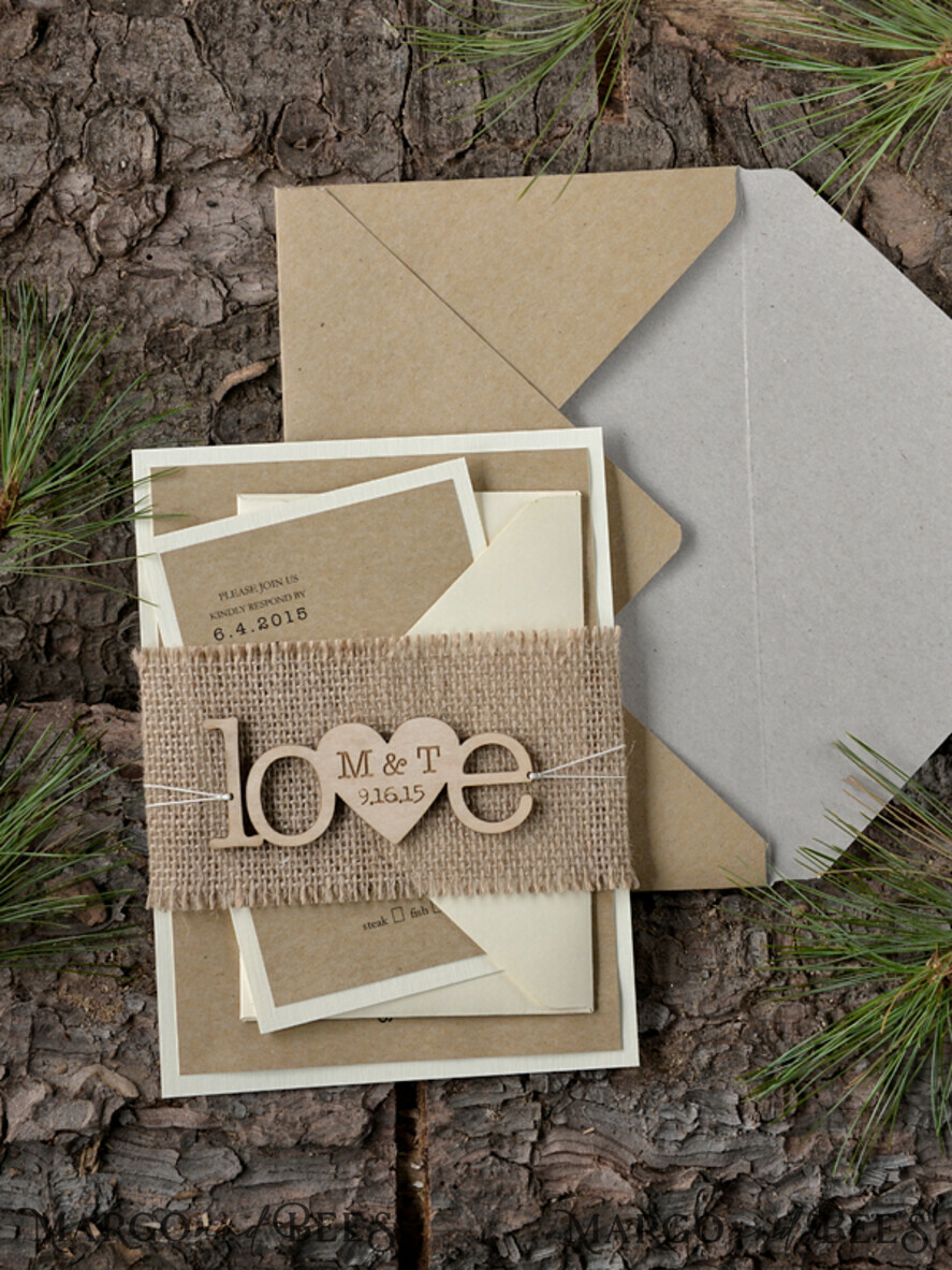 WEDDING INVITATIONS forest / Mountains / woodland theme Elegant Wedding invitations, country barn stationery