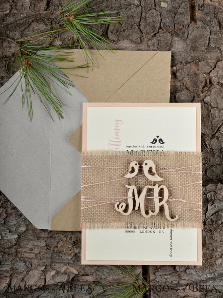 WEDDING INVITATIONS forest / Mountains / woodland theme Wedding invitations custom colors, rustic barn invites