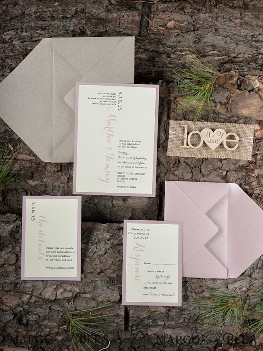 WEDDING INVITATIONS forest / Mountains / woodland theme Wedding invitations cards, rustic wood stationery