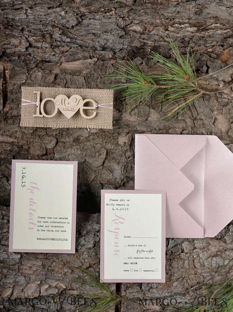 WEDDING INVITATIONS forest / Mountains / woodland theme Wedding invitations cards, rustic wood stationery