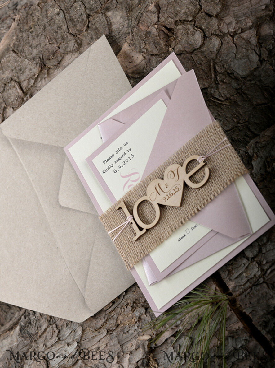 WEDDING INVITATIONS forest / Mountains / woodland theme Wedding invitations cards, rustic wood stationery