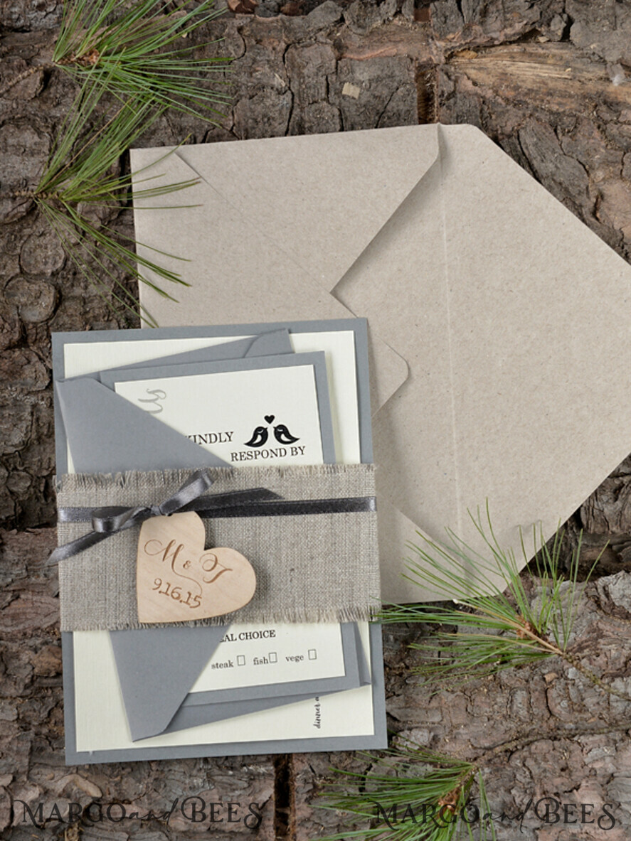 HOCHZEITS EINLADUNGEN Wald / Berge / Waldlandschaft Thema Stylische Hochzeits Einladung, ländliche Scheunen Stationery