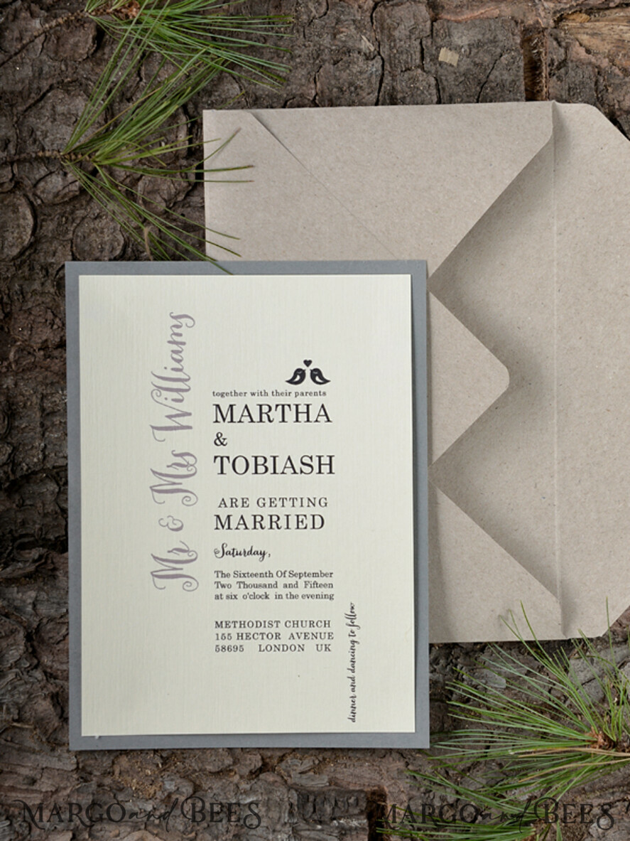 HOCHZEITS EINLADUNGEN Wald / Berge / Waldlandschaft Thema Stylische Hochzeits Einladung, ländliche Scheunen Stationery