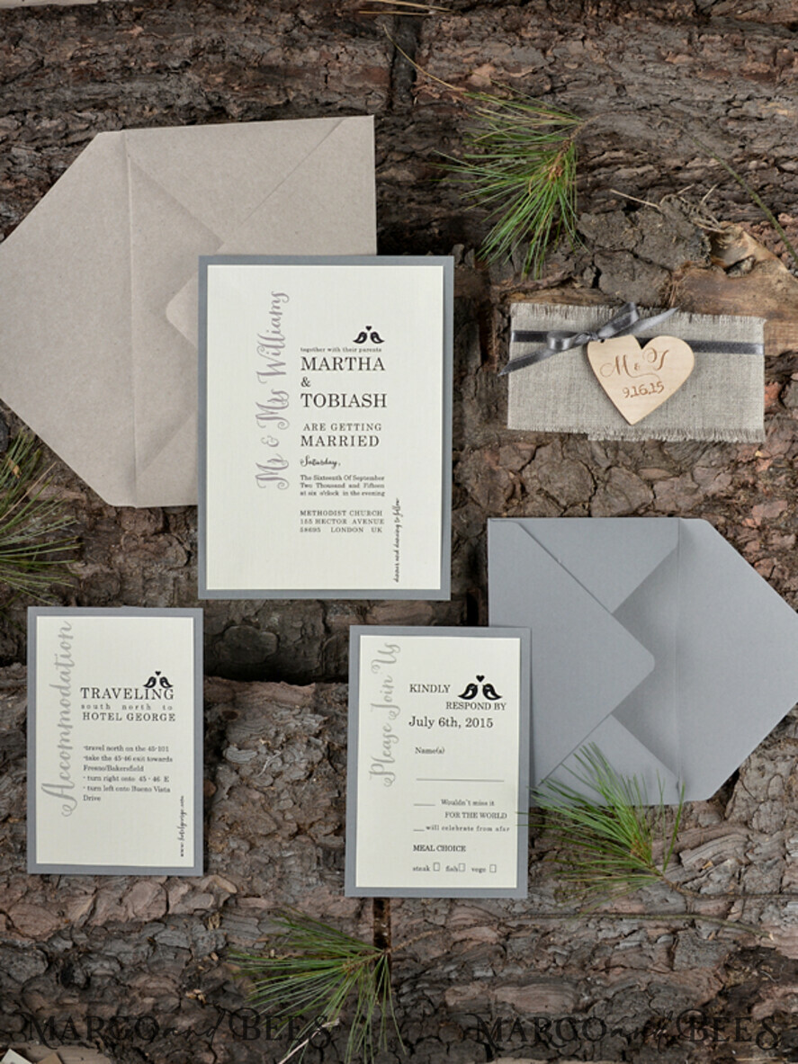 HOCHZEITS EINLADUNGEN Wald / Berge / Waldlandschaft Thema Stylische Hochzeits Einladung, ländliche Scheunen Stationery