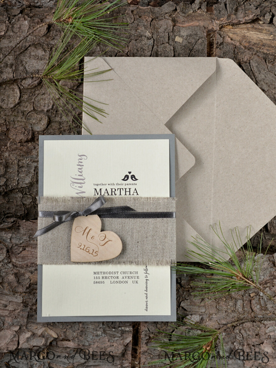 HOCHZEITS EINLADUNGEN Wald / Berge / Waldlandschaft Thema Stylische Hochzeits Einladung, ländliche Scheunen Stationery
