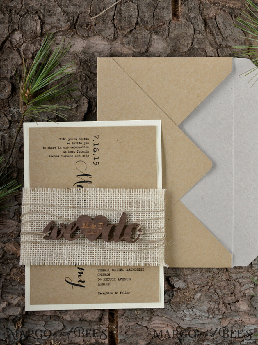 WEDDING INVITATIONS forest / Mountains / woodland theme Elegant Wedding invitations, rustic barn invites