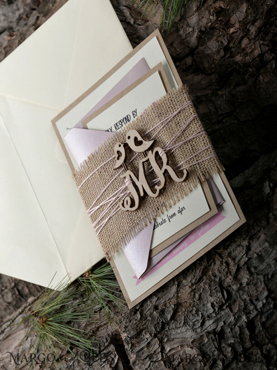WEDDING INVITATIONS forest / Mountains / woodland theme Custom Wedding invitations, rustic wood stationery