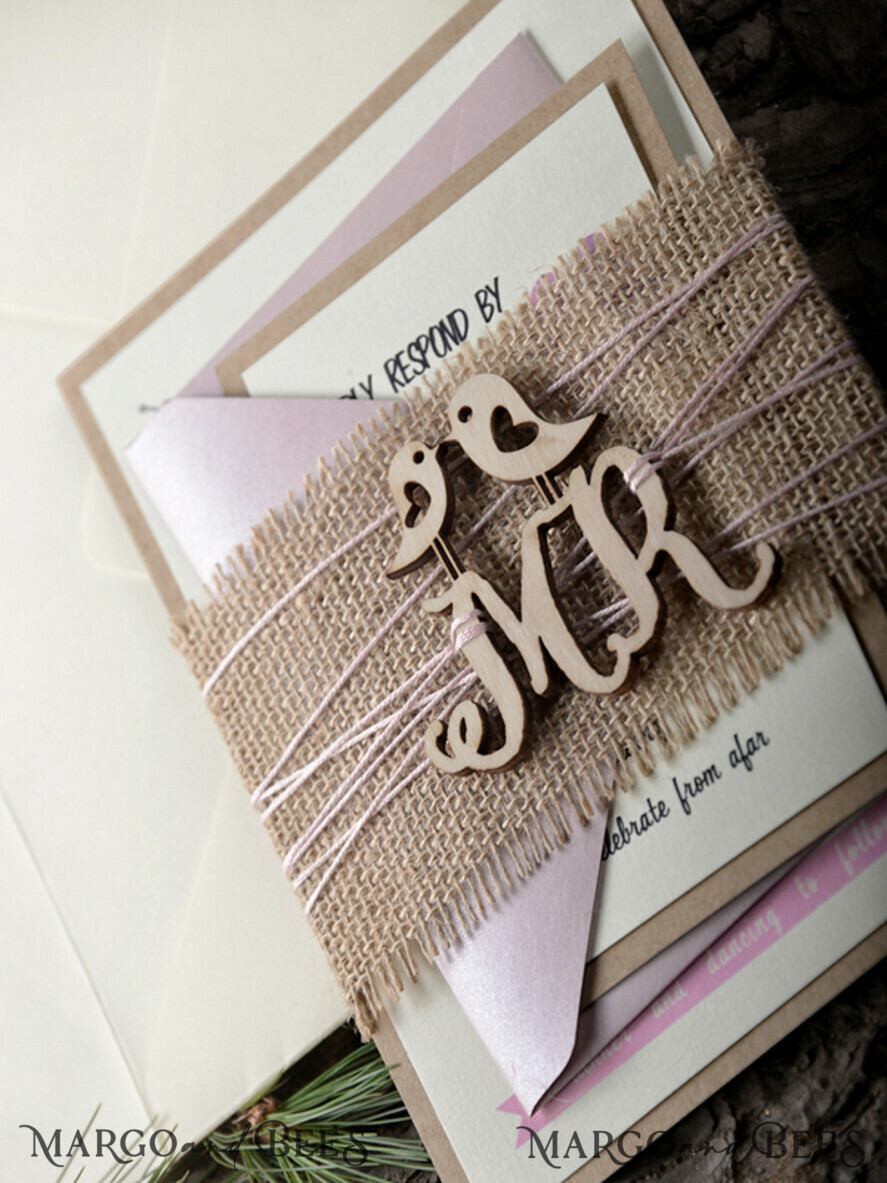 WEDDING INVITATIONS forest / Mountains / woodland theme Custom Wedding invitations, rustic wood stationery