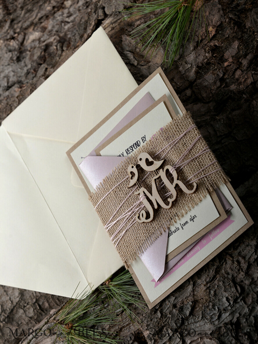 WEDDING INVITATIONS forest / Mountains / woodland theme Custom Wedding invitations, rustic wood stationery
