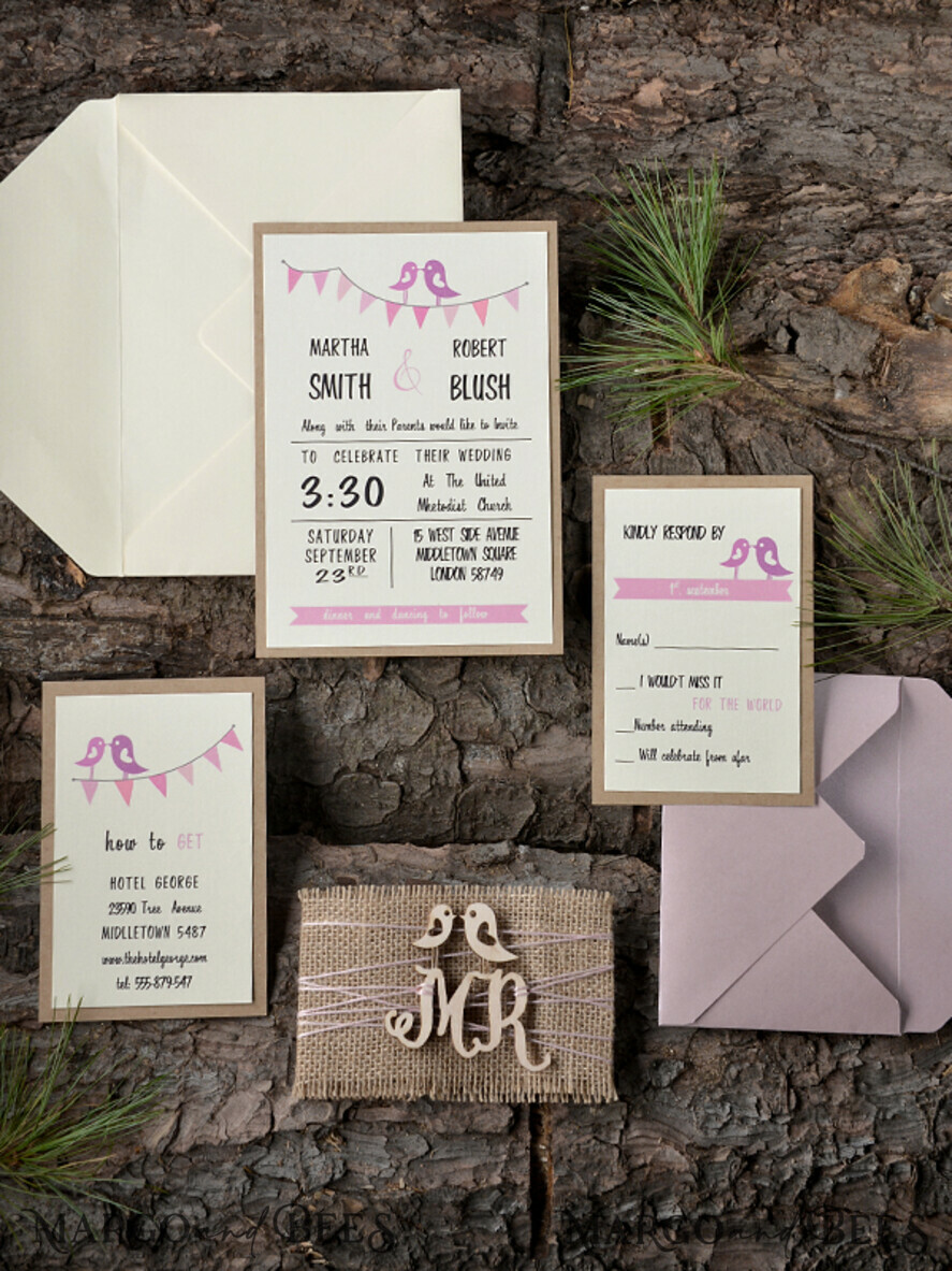WEDDING INVITATIONS forest / Mountains / woodland theme Custom Wedding invitations, rustic wood stationery