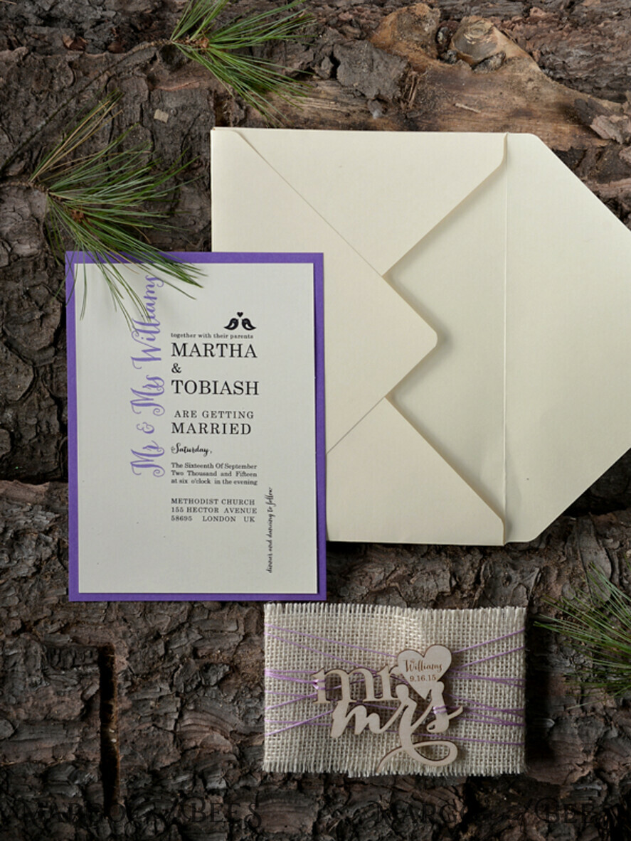 WEDDING INVITATIONS forest / Mountains / woodland theme Stylish wedding invitation, forest wooden stationery