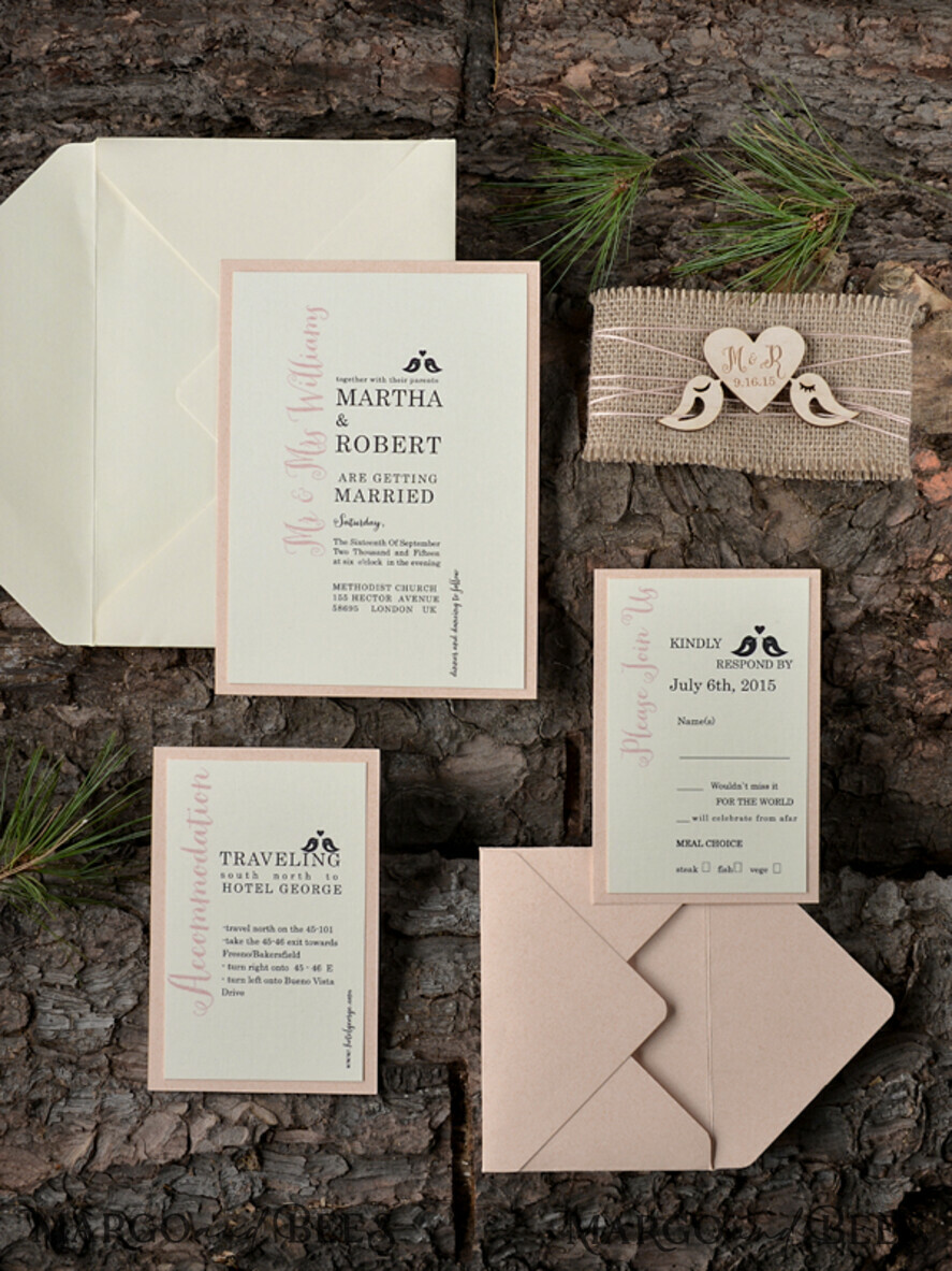 WEDDING INVITATIONS forest / Mountains / woodland theme Affordable wedding invitations, natural rustic stationery