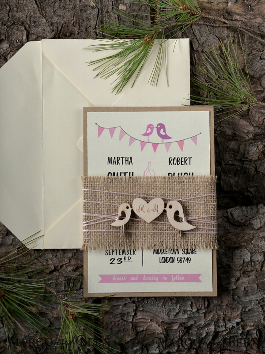 WEDDING INVITATIONS forest / Mountains / woodland theme Personalised wedding invitation, wooden invites