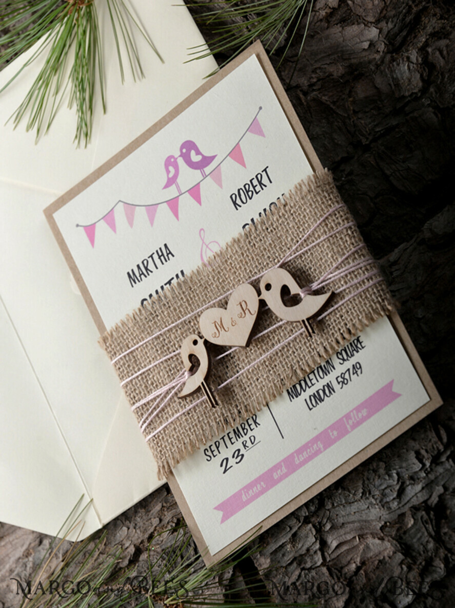 WEDDING INVITATIONS forest / Mountains / woodland theme Personalised wedding invitation, wooden invites