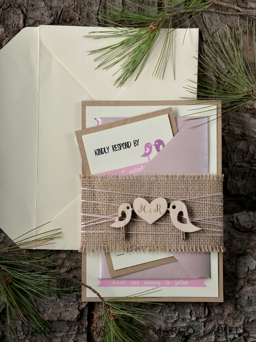 WEDDING INVITATIONS forest / Mountains / woodland theme Personalised wedding invitation, wooden invites