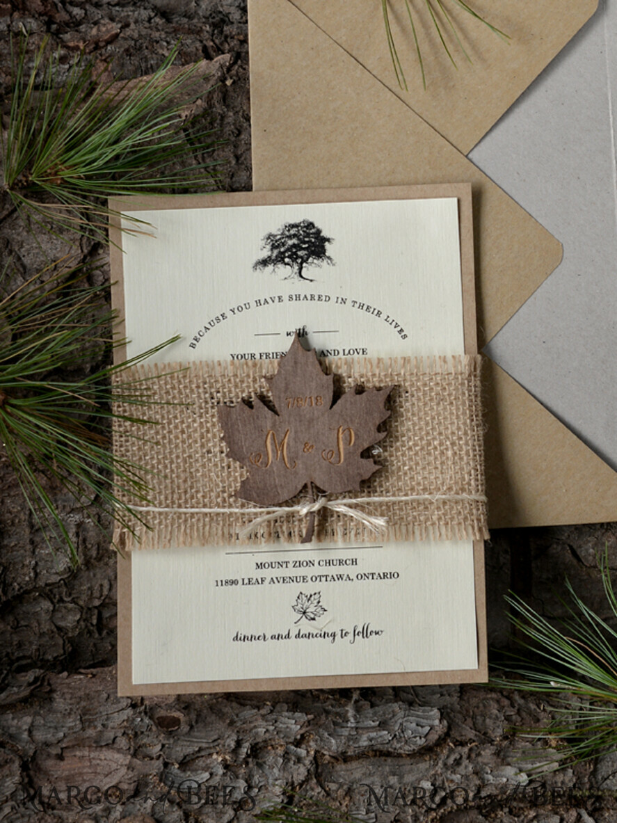 HOCHZEITS EINLADUNGEN Wald / Berge / Waldlandschaft Thema Anspruchsvolle Hochzeitseinladungen, natürliche rustikale Schreibwaren