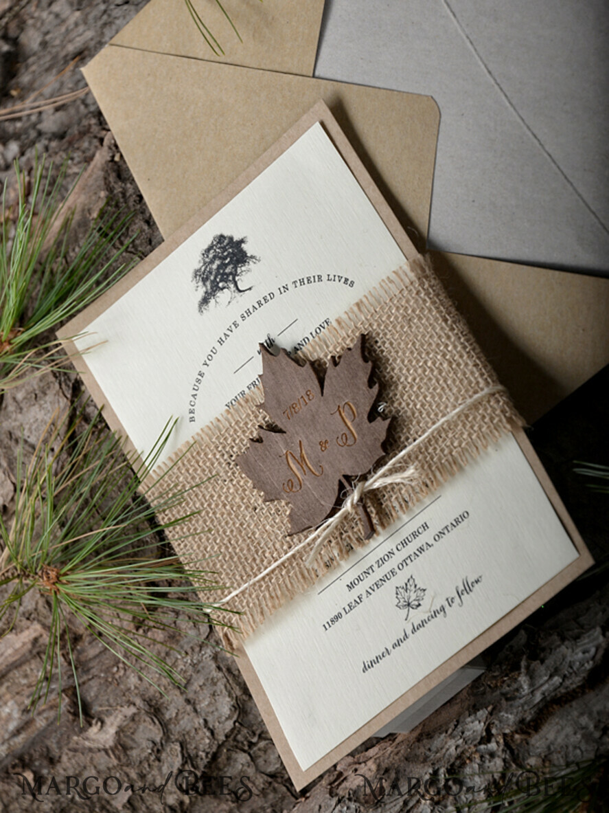 HOCHZEITS EINLADUNGEN Wald / Berge / Waldlandschaft Thema Anspruchsvolle Hochzeitseinladungen, natürliche rustikale Schreibwaren