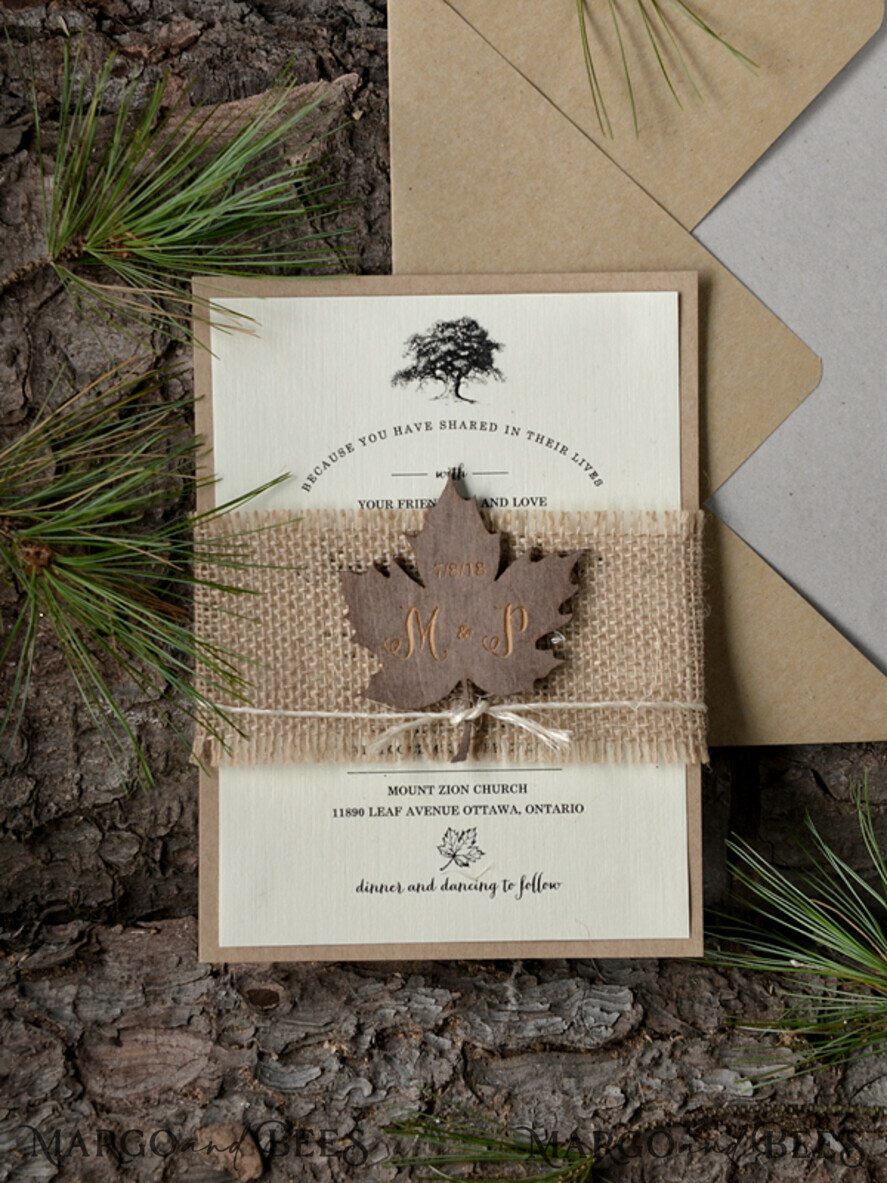 HOCHZEITS EINLADUNGEN Wald / Berge / Waldlandschaft Thema Anspruchsvolle Hochzeitseinladungen, natürliche rustikale Schreibwaren