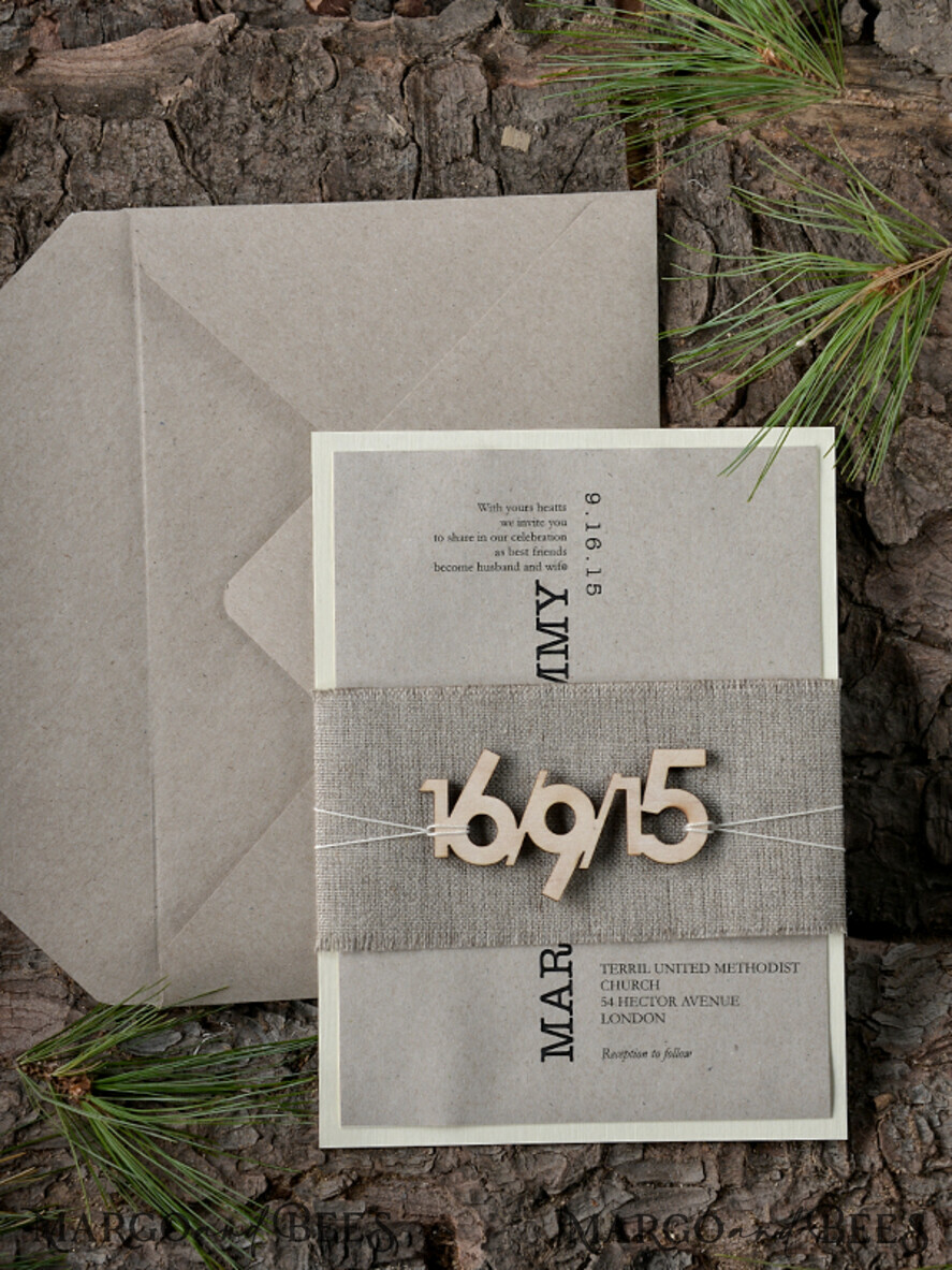 WEDDING INVITATIONS forest / Mountains / woodland theme Handmade wedding invitation, woodland stationery