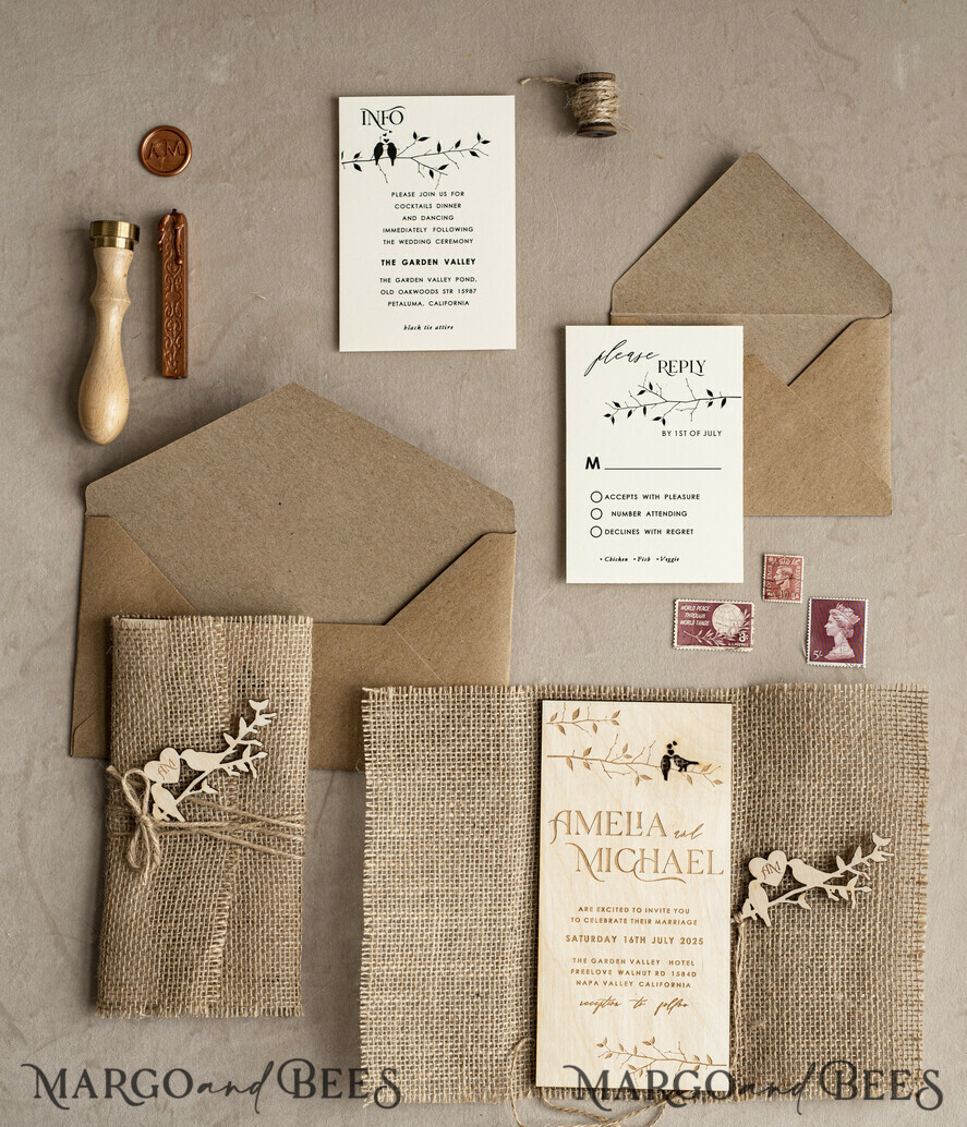 WEDDING INVITATIONS forest / Mountains / woodland theme Stylish wedding invitation, natural rustic stationery