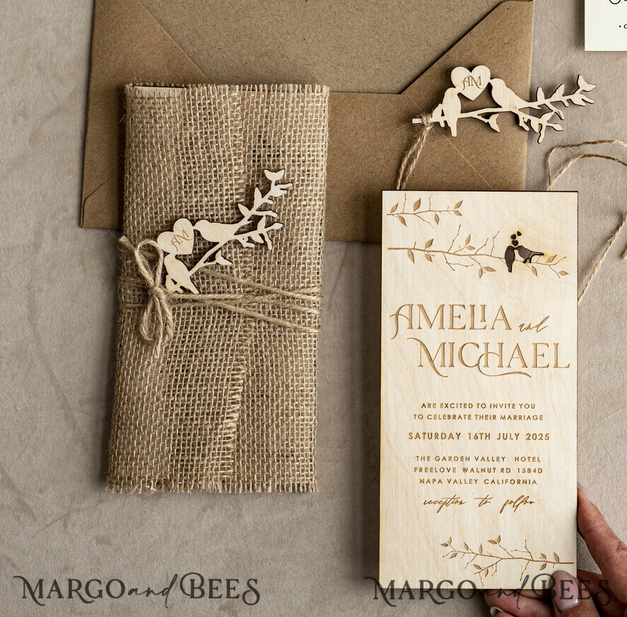 WEDDING INVITATIONS forest / Mountains / woodland theme Stylish wedding invitation, natural rustic stationery