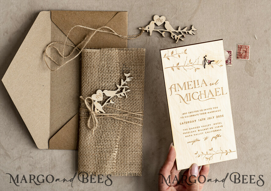 WEDDING INVITATIONS forest / Mountains / woodland theme Stylish wedding invitation, natural rustic stationery